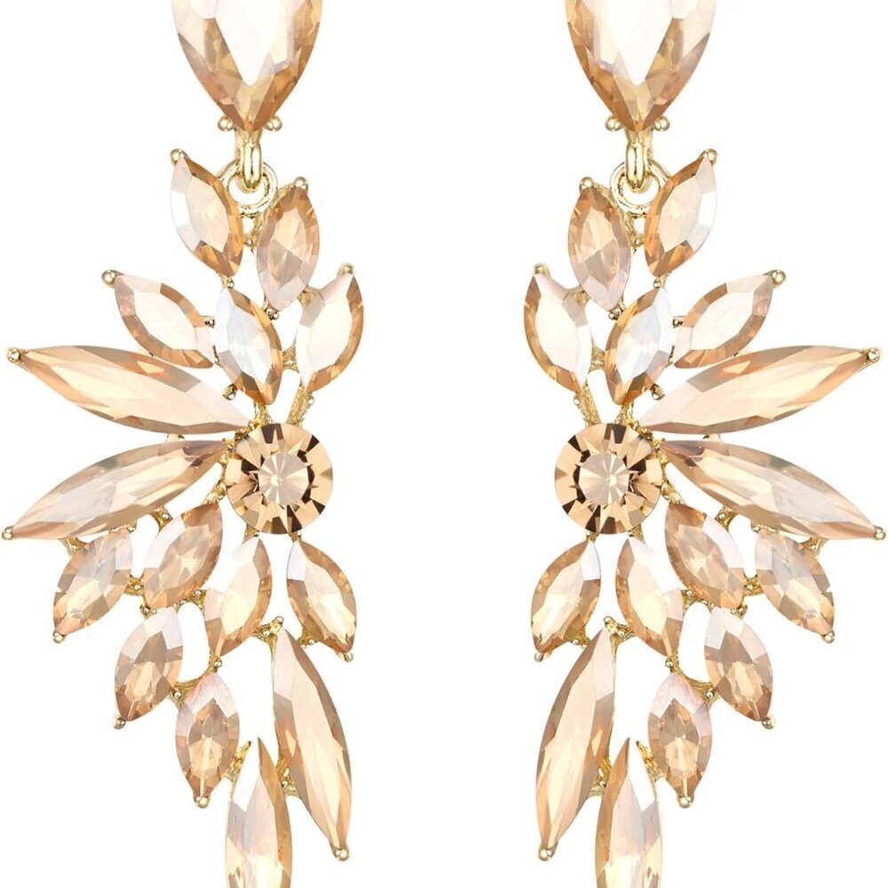 Women's Bridal Crystal Dangle Earrings Marquise Cluster Elegant Gift